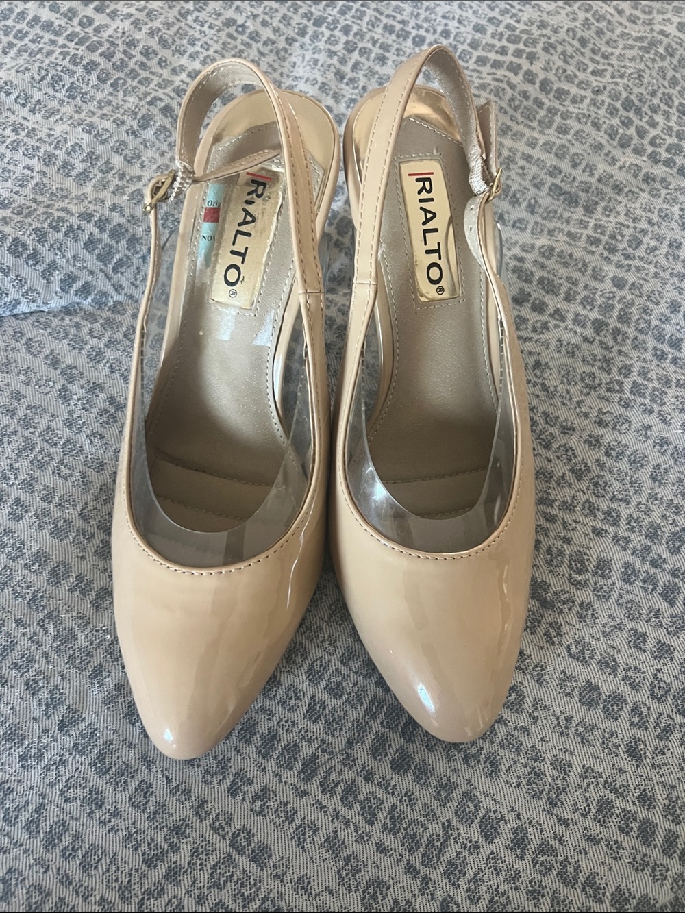 Rialto Beige Patent Slingback Pumps
